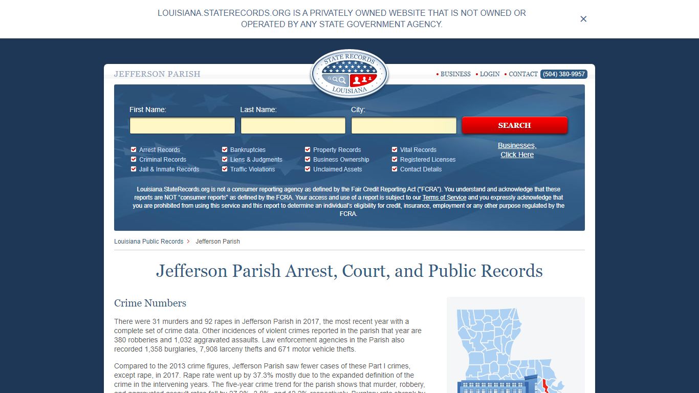 Jefferson Parish Arrest, Court, and Public Records